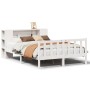 Cama con estantería sin colchón madera maciza blanca 140x190 cm