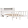 Cama con estantería sin colchón madera maciza blanca 140x190 cm