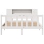 Cama con estantería sin colchón madera maciza blanca 140x190 cm