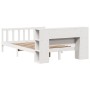 Cama con estantería sin colchón madera maciza blanca 140x190 cm