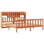 Cama con estantería sin colchón madera maciza marrón 180x200cm