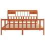 Cama con estantería sin colchón madera maciza marrón 180x200cm