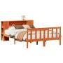 Cama con estantería sin colchón madera maciza marrón 135x190cm