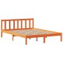 Cama con estantería sin colchón madera maciza marrón 135x190cm