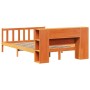 Cama con estantería sin colchón madera maciza marrón 135x190cm