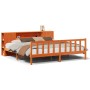 Cama con estantería sin colchón madera maciza marrón 200x200 cm