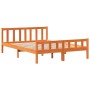Cama con estantería sin colchón madera maciza marrón 160x200 cm