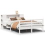 Cama con estantería sin colchón madera maciza blanca 135x190 cm
