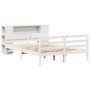 Cama con estantería sin colchón madera maciza blanca 135x190 cm