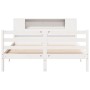 Cama con estantería sin colchón madera maciza blanca 135x190 cm
