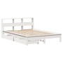 Cama con estantería sin colchón madera maciza blanca 140x200 cm