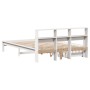 Cama con estantería sin colchón madera maciza blanca 140x200 cm