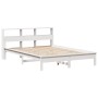 Cama con estantería sin colchón madera maciza blanca 160x200 cm