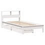 Cama con estantería sin colchón madera maciza blanco 90x200 cm