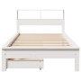 Cama con estantería sin colchón madera maciza blanco 90x200 cm