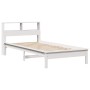 Cama con estantería sin colchón madera maciza blanco 90x200 cm
