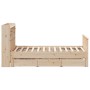 Cama con estantería sin colchón madera maciza de pino 150x200cm