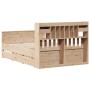 Cama con estantería sin colchón madera maciza de pino 150x200cm