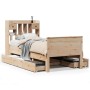 Cama con estantería sin colchón madera maciza de pino 90x200 cm