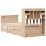 Cama con estantería sin colchón madera maciza de pino 90x200 cm