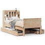 Cama con estantería sin colchón madera maciza de pino 75x190 cm