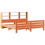 Cama sin colchón madera maciza de pino marrón cera 180x200 cm