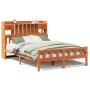 Cama con estantería sin colchón madera maciza marrón 150x200 cm