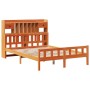 Cama con estantería sin colchón madera maciza marrón 150x200 cm