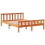 Cama con estantería sin colchón madera maciza marrón 150x200 cm