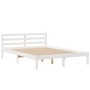 Cama con estantería sin colchón madera maciza blanca 140x190 cm
