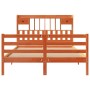 Cama con estantería sin colchón madera maciza marrón 140x190 cm