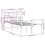 Cama con estantería sin colchón madera maciza marrón 135x190cm