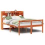 Cama con estantería sin colchón madera maciza marrón 160x200 cm