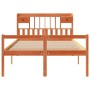 Cama con estantería sin colchón madera maciza marrón 160x200 cm