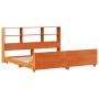 Cama sin colchón madera maciza de pino marrón cera 200x200 cm