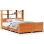 Cama sin colchón madera maciza de pino marrón cera 140x200 cm