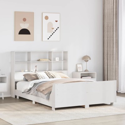 Estructura de cama sin colchón madera de pino blanca 120x200 cm