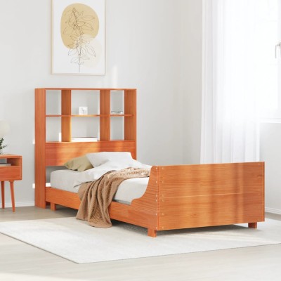 Estructura de cama sin colchón madera de pino marrón 90x200 cm