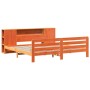 Cama sin colchón madera maciza de pino marrón cera 200x200 cm