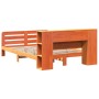 Cama sin colchón madera maciza de pino marrón cera 140x190 cm