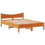 Cama sin colchón madera maciza pino marrón cera 150x200 cm