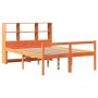 Cama con estantería sin colchón madera maciza marrón 150x200 cm