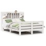 Cama con estantería sin colchón madera maciza blanca 160x200 cm