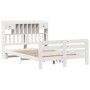 Cama con estantería sin colchón madera maciza blanca 160x200 cm