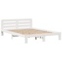 Cama con estantería sin colchón madera maciza blanca 160x200 cm