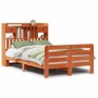 Cama con estantería sin colchón madera maciza marrón 135x190cm