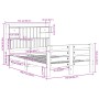 Cama con estantería sin colchón madera maciza marrón 135x190cm