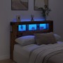 Cabecero con LED madera ingeniería envejecida 140x18,5x103,5 cm
