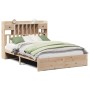 Cama con estantería sin colchón madera maciza de pino 150x200cm