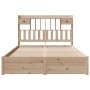 Cama con estantería sin colchón madera maciza de pino 150x200cm